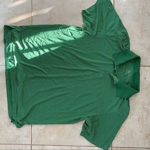 Green striped polo shirt
